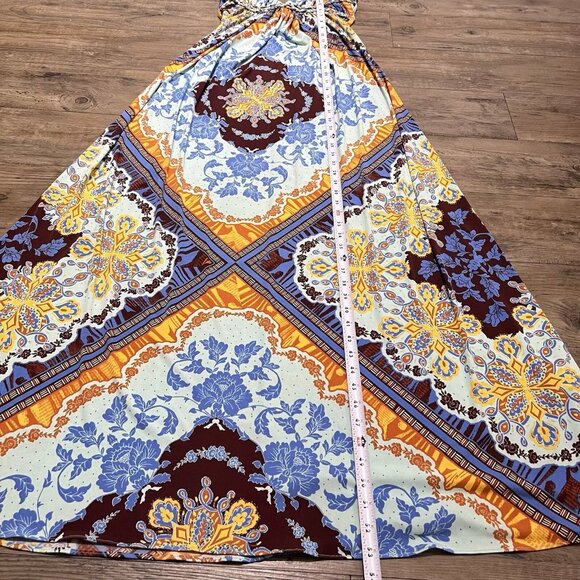 SKY Halter Top Maxi Dress, Slinky Fit Brightly Printed Summer Dress Size Small - Picture 13 of 14